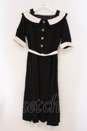 画像: an another angelus / オフショルバイカラーワンピース  クロ×ベージュ O-26-04-02-016-CA-OP-IG-OS