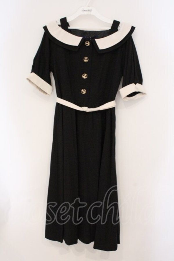 画像1: an another angelus / オフショルバイカラーワンピース  クロ×ベージュ O-26-04-02-016-CA-OP-IG-OS (1)