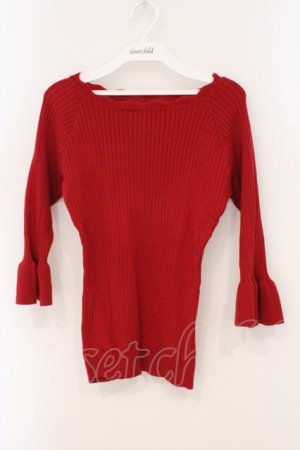 画像: F&A / スカラップ使いリブニットプルオーバー  アカ O-26-04-02-017-LO-TO-IG-OS