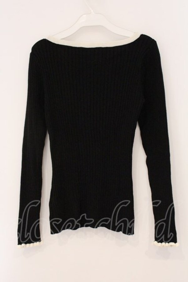 画像3: F&A /  配色サイドリボンリブニットプルオーバー  クロ×オフシロ O-26-04-02-018-LO-TO-IG-OS (3)