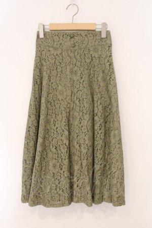 画像: an another angelus / 総レースフレアースカート  グリーン O-26-04-02-020-CA-SK-IG-OS