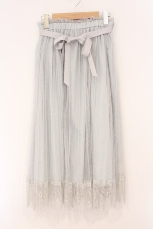 画像: F&A / レース使いチュールプリーツスカート  ブルーグレー O-26-04-02-023-LO-SK-IG-OS