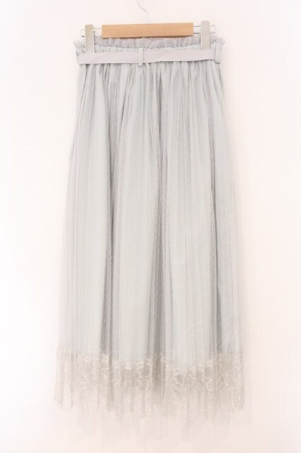 画像3: F&A / レース使いチュールプリーツスカート  ブルーグレー O-26-04-02-023-LO-SK-IG-OS (3)
