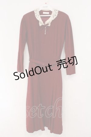 画像: PINK HOUSE / レース襟使いウールワンピース  アカ O-26-04-02-003-LO-OP-OW-OS