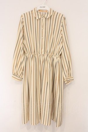 画像: Fi.n.t / ロゴリボン付きマルチストライプワンピース  クリーム O-26-04-02-027-CA-OP-IG-OS