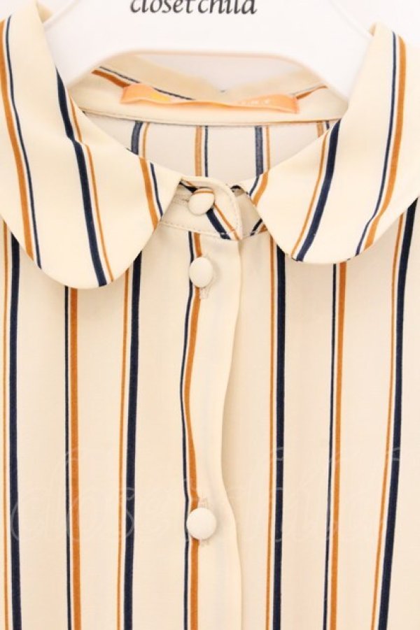 画像2: Fi.n.t / ロゴリボン付きマルチストライプワンピース  クリーム O-26-04-02-027-CA-OP-IG-OS (2)