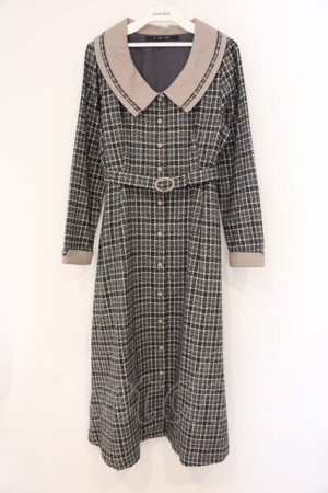 画像: an another angelus / スモーキークレリックツイードチェックワンピース  グレー O-26-04-02-028-CA-OP-IG-OS