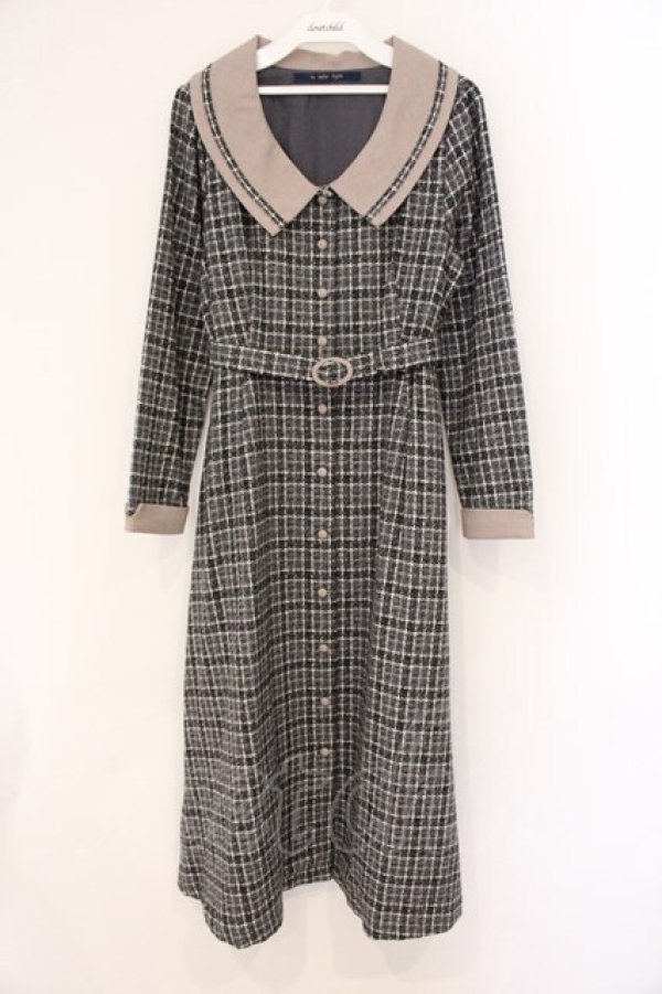 画像1: an another angelus / スモーキークレリックツイードチェックワンピース  グレー O-26-04-02-028-CA-OP-IG-OS (1)
