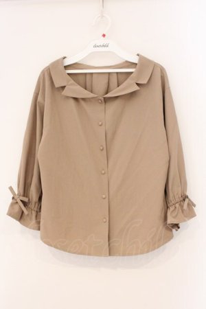 画像: F&A / オフショル開衿シャツ  ブラウン O-26-04-02-031-LO-BL-IG-OS