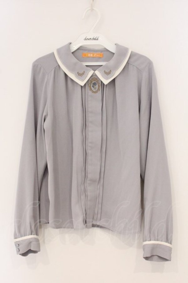 画像1: Fi.n.t / レリーフローズ刺繍ダブルカラーブラウス  ブルー系 O-26-04-04-001-CA-BL-IG-OS (1)