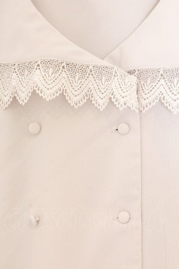 画像2: an another angelus / ダブル釦レース使いビッグカラーブラウス  オフシロ O-26-04-04-004-CA-BL-IG-OS (2)