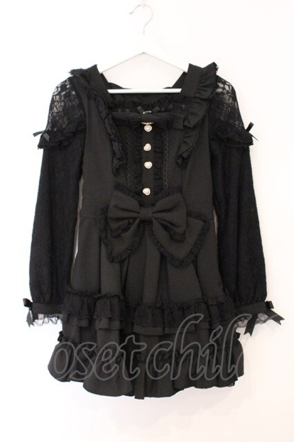 画像1: LIZ LISA / ティアラリボンティアードワンピース 0 クロ O-26-04-04-037-LO-OP-OW-OS (1)