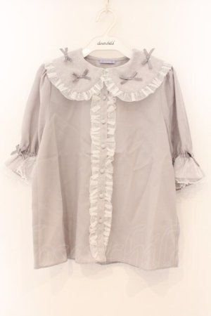 画像: axes femme kawaii / プチリボン半袖ブラウス M グレー O-26-04-04-049-AX-BL-OW-OS