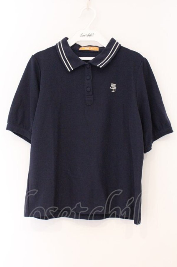 画像1: Fi.n.t / チェーンステッチ使いポロシャツ F ネイビー O-26-04-04-054-CA-TO-OW-OS (1)