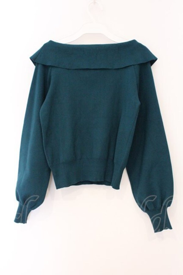 画像3: an another angelus / タイ付きケープカラーニットプルオーバー F グリーン O-26-04-04-055-CA-TO-OW-OS (3)