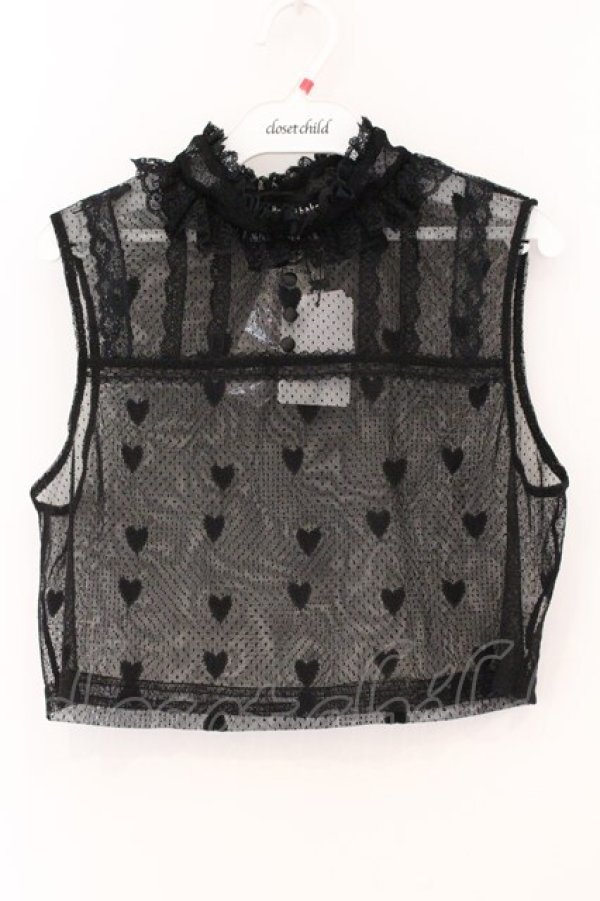 画像1: Hoshibako Works / ノースリーブレーシーカットソー  クロ O-26-04-04-057-LO-TO-OW-OS (1)