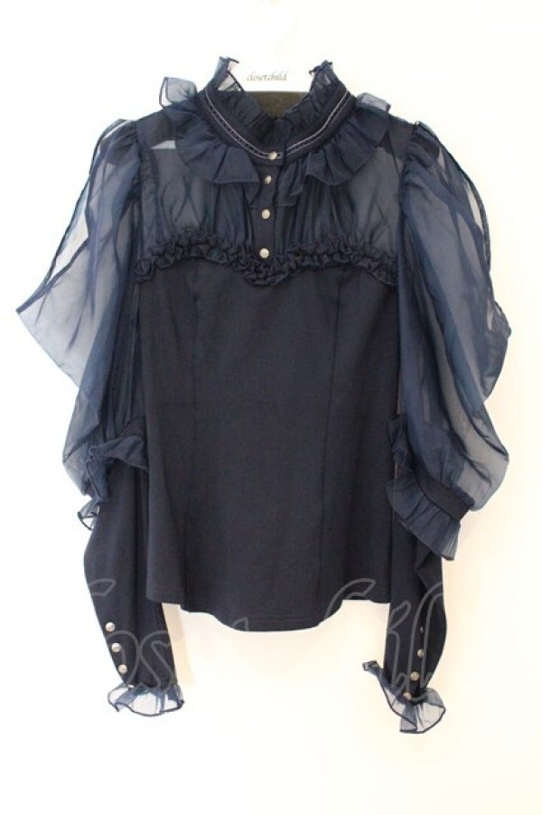 画像1: Hoshibako Works / ミッドナイトスター　オフショルダーブラウス  ネイビー O-26-04-04-059-LO-BL-OW-OS (1)