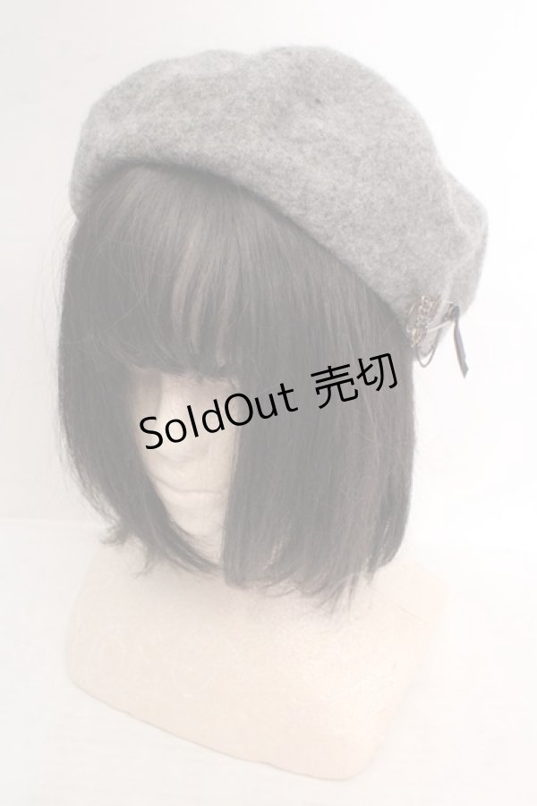 画像1: axes femme / レザーパイピングベレー帽  グレー O-26-04-04-1022-AX-AC-IG-OS (1)