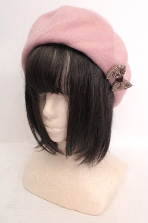 画像: axes femme / リボン付2WAYリブベレー  ピンク O-26-04-04-1024-AX-AC-IG-OS