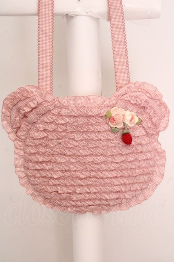 画像1: PINK HOUSE / テディシルエットギンガムチェックポシェット  ピンク O-26-04-04-1037-LO-BG-IG-OS (1)