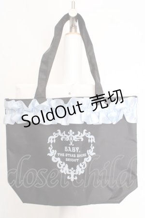 画像: BABY,THE STARS SHINE BRIGHT / Sho-Comi付録/ブラックフリルトートバッグ  クロｘサックス O-26-04-04-1051-BA-BG-YM-OS
