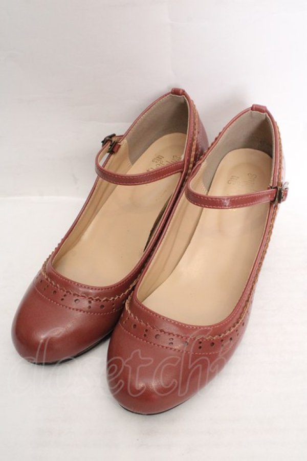 画像1: an another angelus / 細ストラップウイングチップパンプス M ピンク O-26-04-04-1004-CA-SH-IG-OS (1)