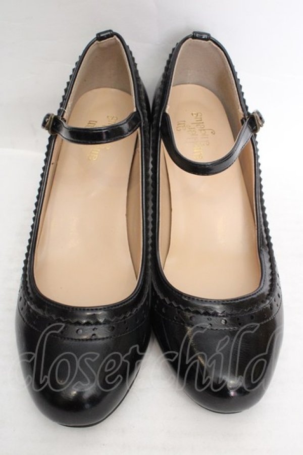 画像2: an another angelus / 細ストラップウイングチップパンプス M クロ O-26-04-04-1005-CA-SH-IG-OS (2)