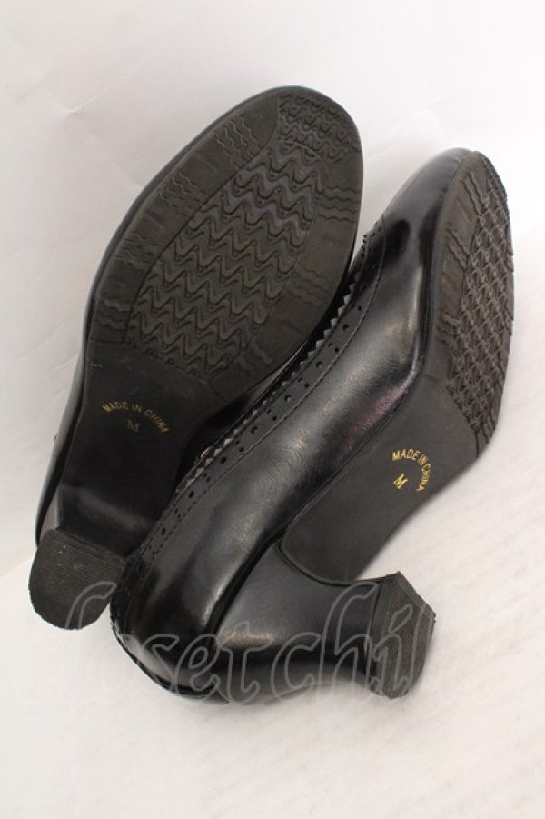 画像4: an another angelus / 細ストラップウイングチップパンプス M クロ O-26-04-04-1005-CA-SH-IG-OS (4)