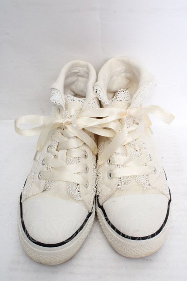 画像2: Fi.n.t / レース使いハイカットスニーカー M アイボリー O-26-04-04-1007-CA-SH-IG-OS (2)