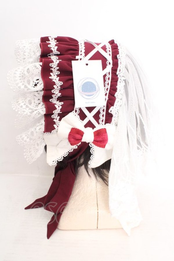 画像2: Hoshibako Works / オリヴィア レースボンネット  ワイン O-26-04-04-1009-LO-AC-OW-OS (2)