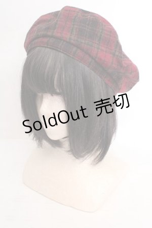 画像: axes femme / ベルト使いチェック柄ベレー帽  ワイン O-26-04-04-1016-AX-AC-IG-OS