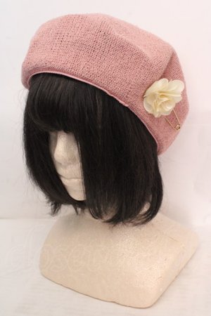 画像: axes femme / フラワーピン付きサーモベレー  ピンク O-26-04-04-1018-AX-TO-IG-OS