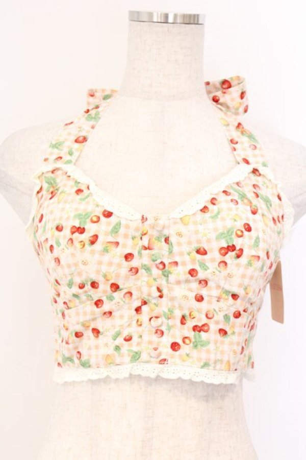 画像1: LIZ LISA / さくらんぼ柄ホルターベアトップ  ベージュ O-26-04-04-068-LO-TO-IG-OS (1)