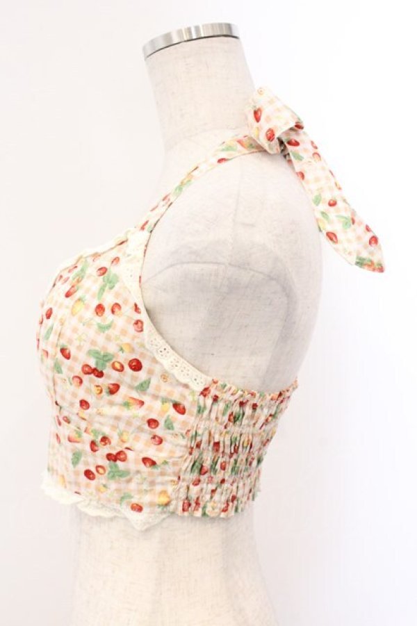 画像3: LIZ LISA / さくらんぼ柄ホルターベアトップ  ベージュ O-26-04-04-068-LO-TO-IG-OS (3)