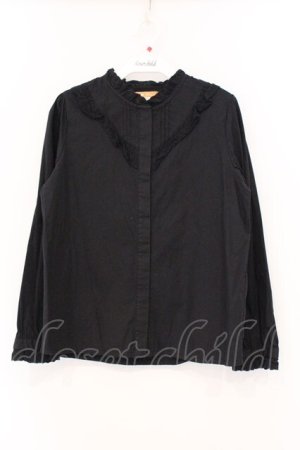 画像: F i.n.t / ピンタックヨークコットンレース使いブラウス  クロ O-26-04-04-008-CA-BL-IG-OS