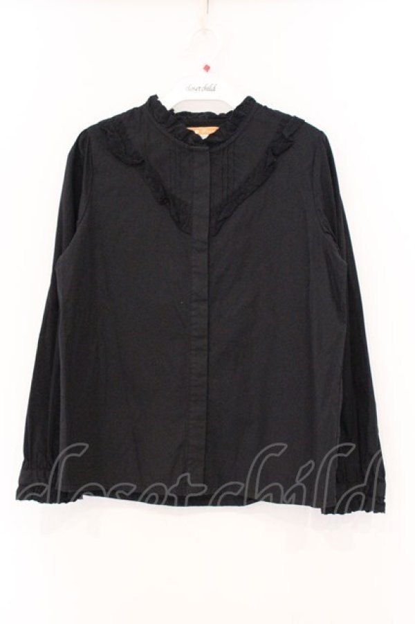 画像1: F i.n.t / ピンタックヨークコットンレース使いブラウス  クロ O-26-04-04-008-CA-BL-IG-OS (1)