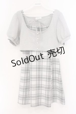 画像: evelyn / リボンチェックミニワンピース F グレー O-26-04-04-078-LO-OP-OW-OS