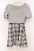 画像3: evelyn / リボンチェックミニワンピース F グレー O-26-04-04-078-LO-OP-OW-OS (3)