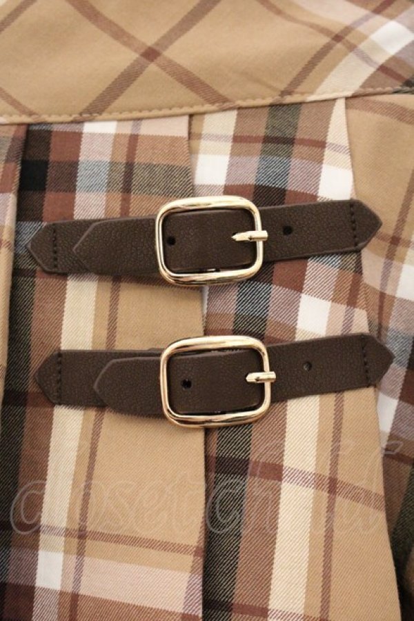 画像2: evelyn / チェックプリーツスカート  ベージュ O-26-04-04-079-LO-SK-OW-OS (2)