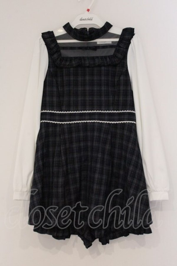 画像1: evelyn / リボンフリルロンパース F ネイビー O-26-04-04-083-LO-OP-OW-OS (1)