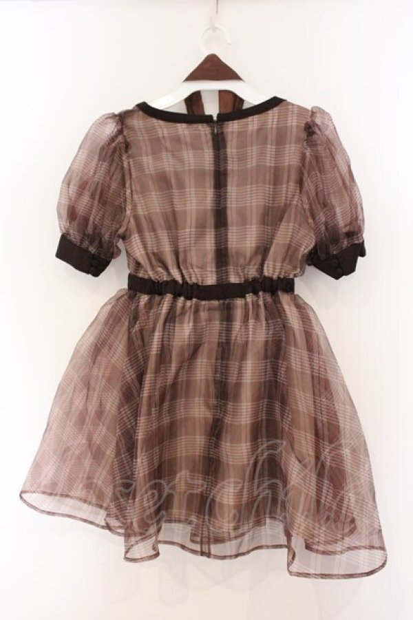 画像3: Me roir / チェックオーガンジーワンピース M ブラウン O-26-04-04-084-GO-OP-OW-OS (3)