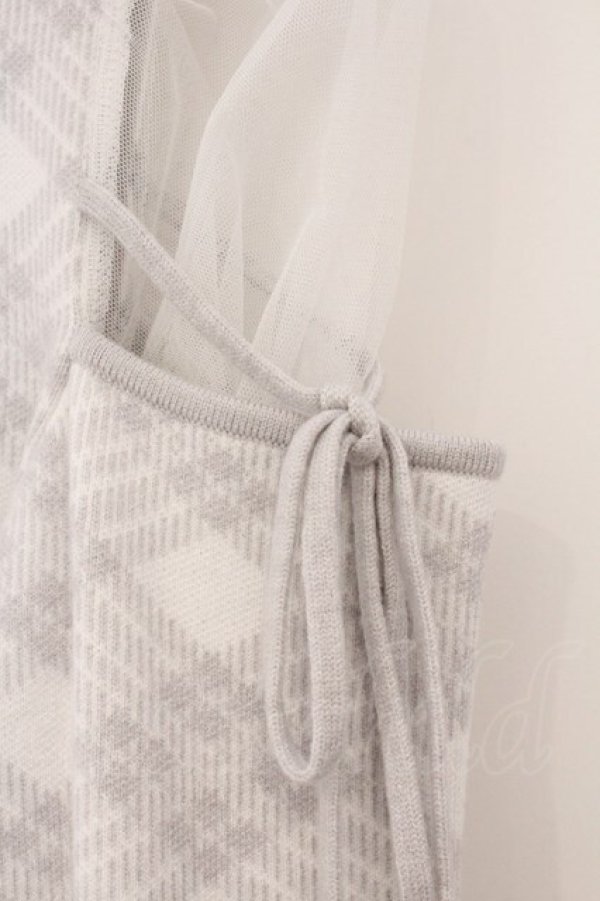 画像3: evelyn / ファー襟チェックニットワンピース F グレー O-26-04-04-085-LO-OP-OW-OS (3)