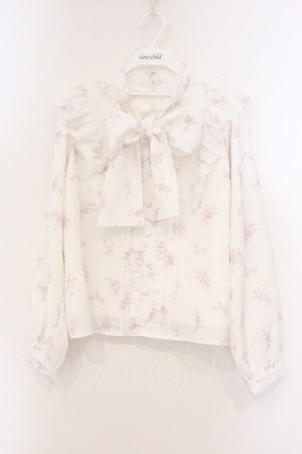 画像1: evelyn / フリルリボン長袖ブラウス  シロ O-26-04-04-086-LO-BL-OW-OS (1)