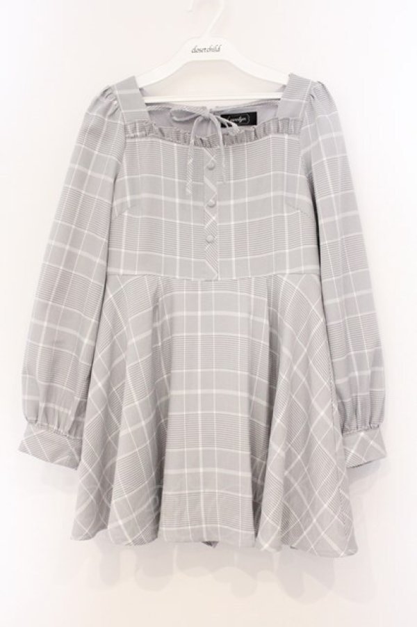 画像1: evelyn / フロントリボンロンパース  グレー O-26-04-04-087-LO-OP-OW-OS (1)