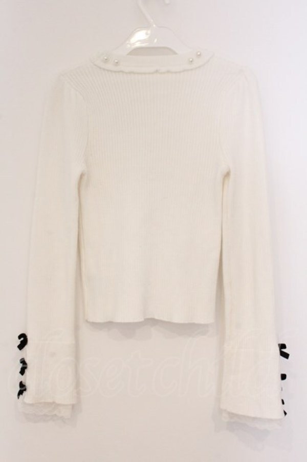 画像4: evelyn / 袖リボンリブニット  シロ O-26-04-04-088-LO-TO-OW-OS (4)