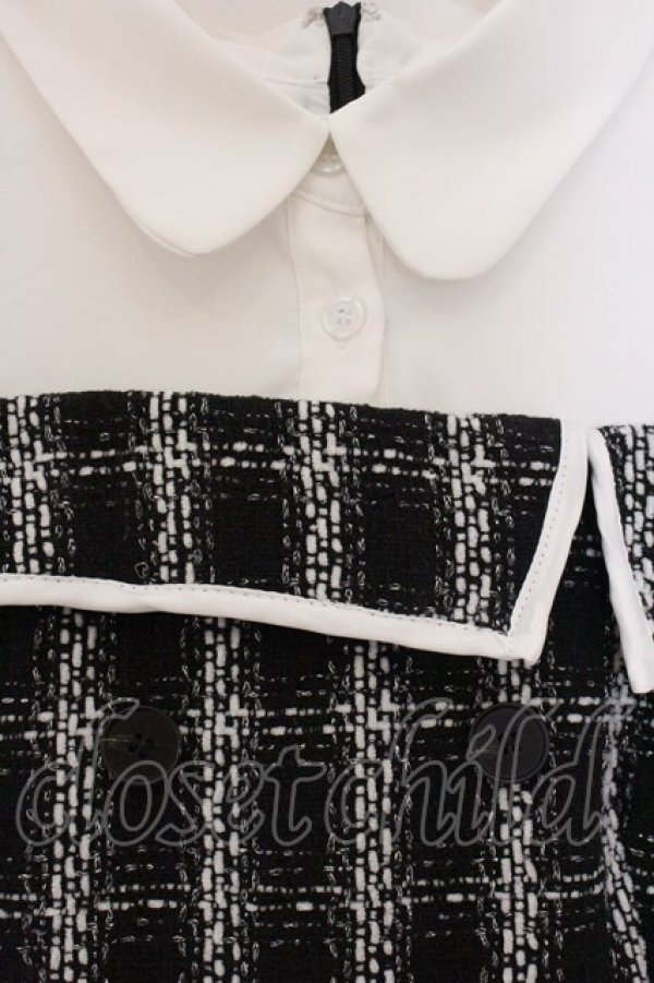 画像2: evelyn / ツイードドッキングワンピース F クロ×シロ O-26-04-04-089-LO-OP-OW-OS (2)