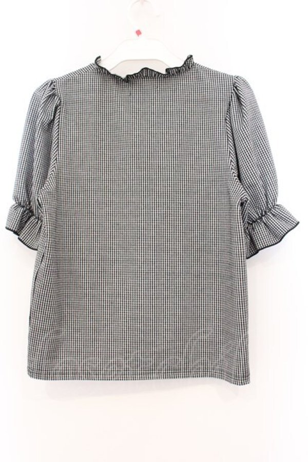 画像3: evelyn / 編み上げリブトップス  クロギンガム O-26-04-04-090-LO-TO-OW-OS (3)