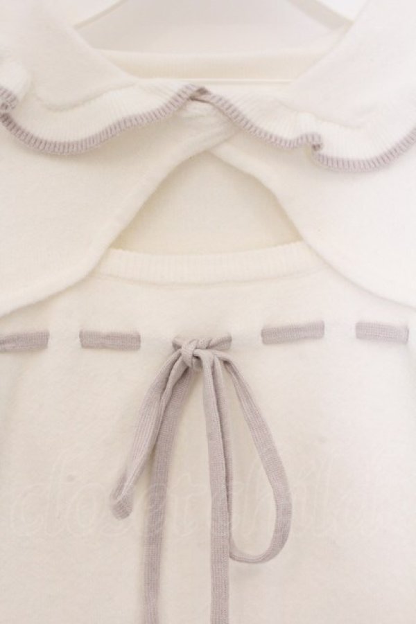 画像2: evelyn / バイカラー襟リボンニット  シロ O-26-04-04-092-LO-TO-OW-OS (2)