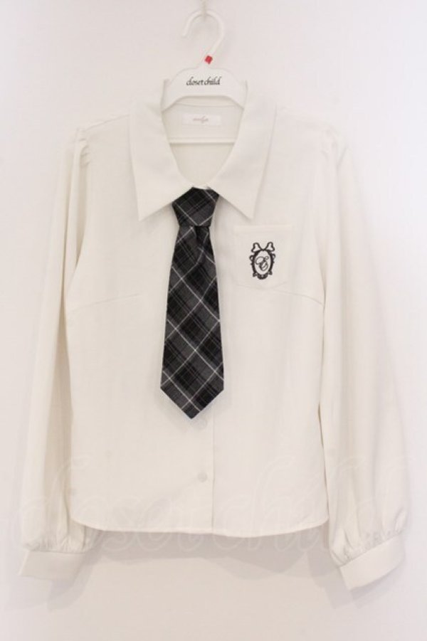 画像1: evelyn / チェックネクタイブラウス  シロ O-26-04-04-093-LO-BL-OW-OS (1)