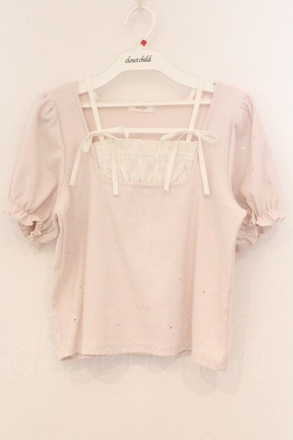 画像1: evelyn / リボンクロストップス  ピンク O-26-04-04-095-LO-TO-OW-OS (1)